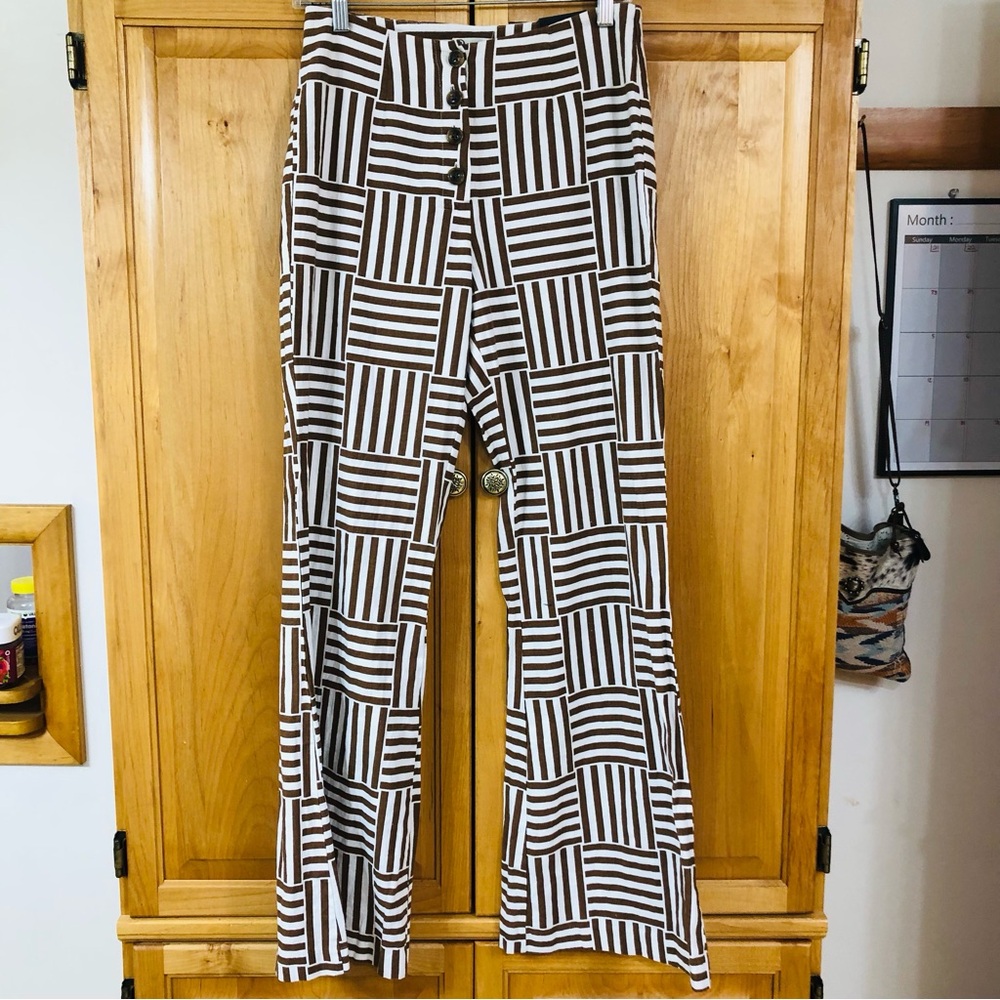 Nwt Versona  Brown and White Flare Pants